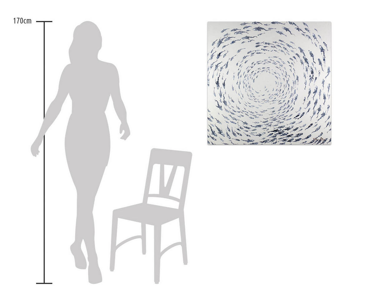 ÖLGEMÄLDE 80/80 cm - Weiß/Grau, Holz/Textil (1.6/80cm) - KUNSTLOFT