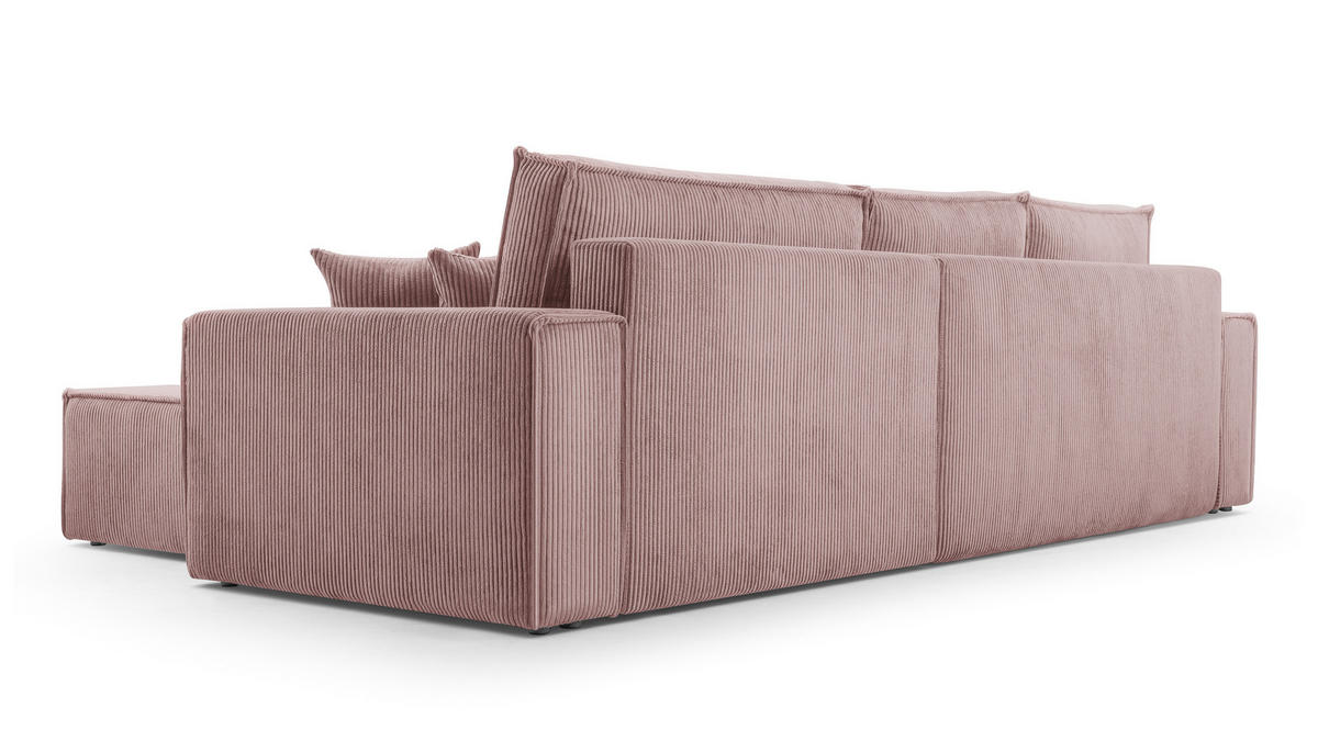 ECKSOFA L Form Cedria Lavendel 287/145/85 cm mit Schlaffunktion - Hellrosa/Schwarz, Kunststoff/Textil (287/145cm) - AX Living