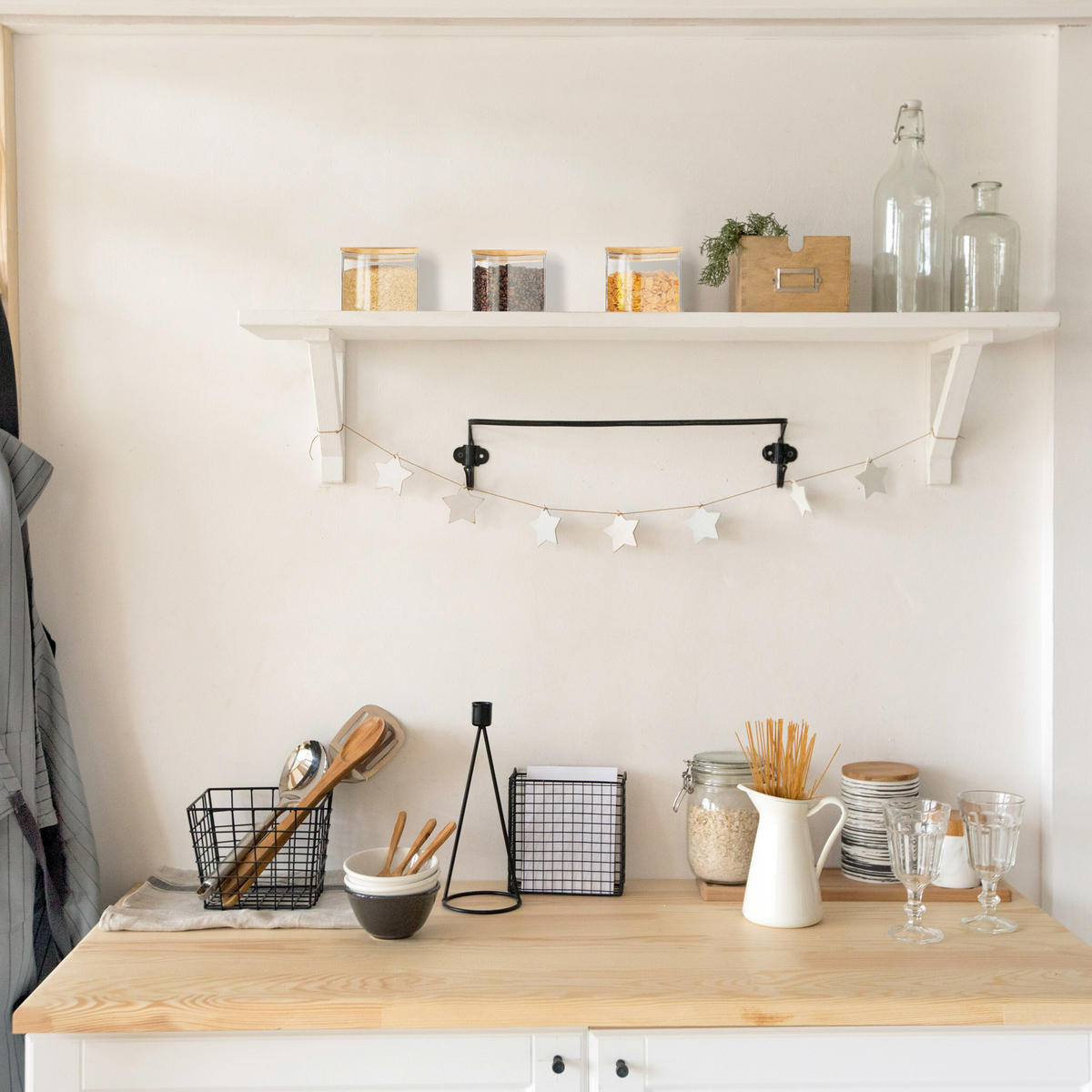 3XVORRATSGLAS - Transparent, Glas/Holz (10/10.5/10cm) - Relaxdays