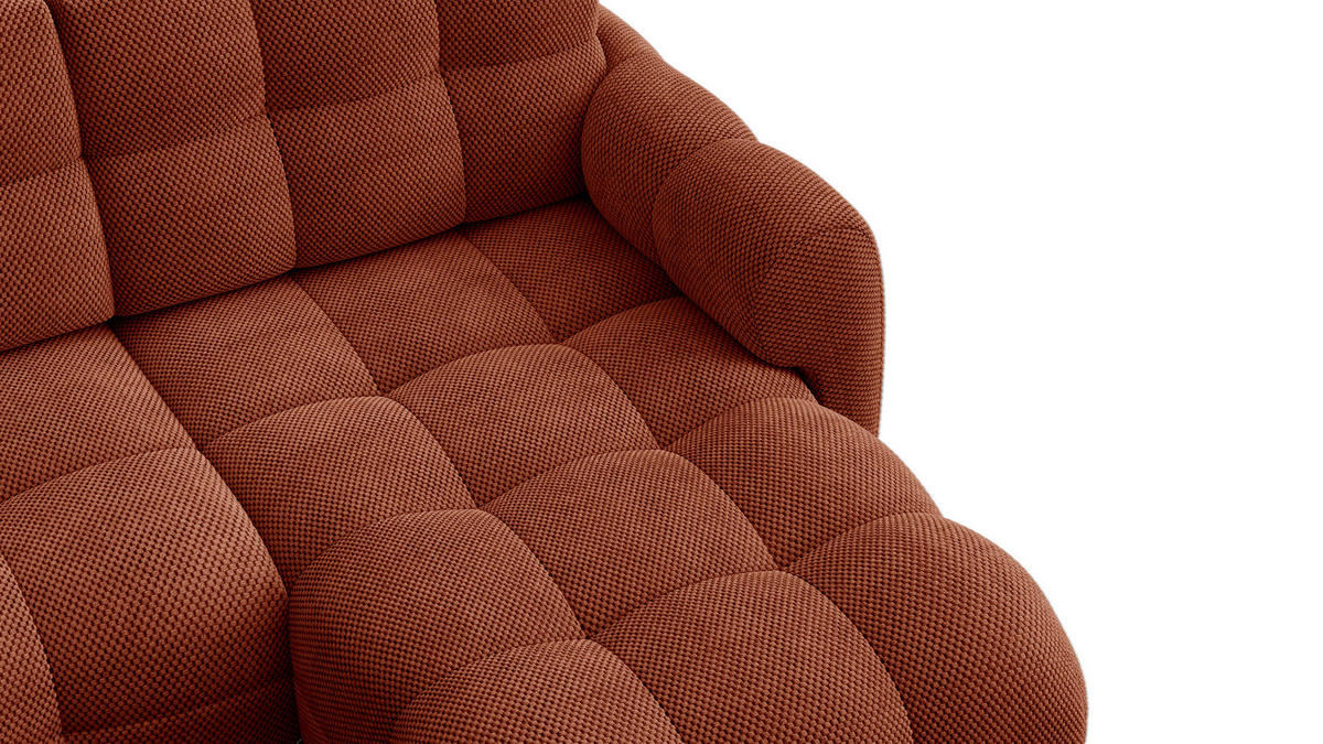 ECKSOFA MELLOW 3-Sitzer, dunkelorange - Dunkelorange/Schwarz, Holz/Textil (232/156cm) - Courtois Laville