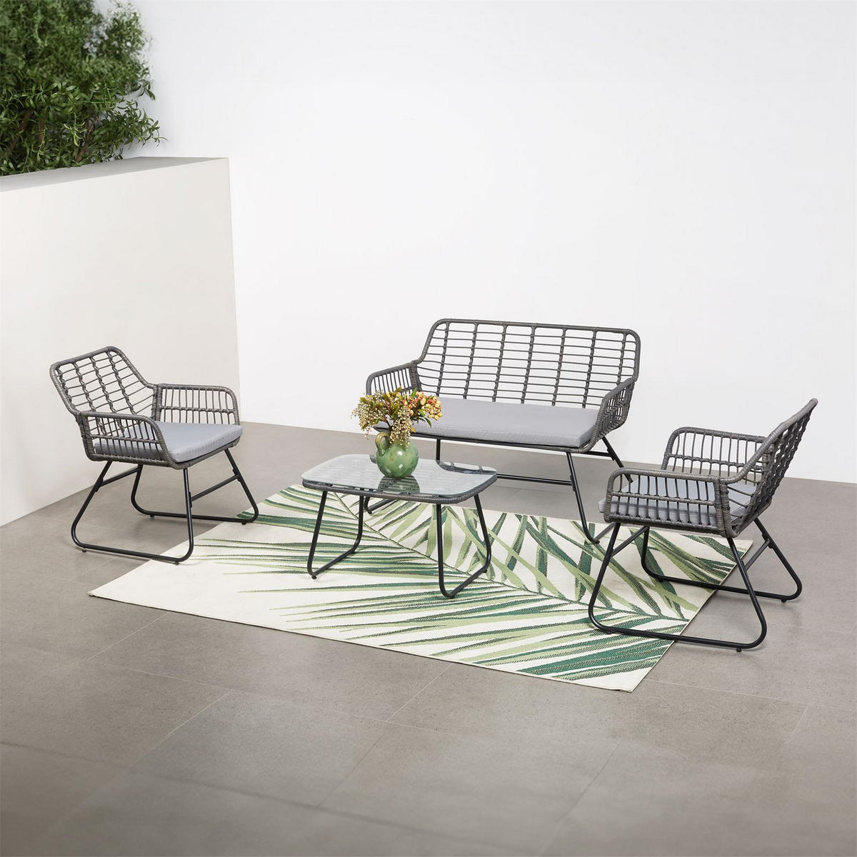 GARTENMÖBEL 4-TLG RIVIERA - Schwarz/Grau, Metall - IDIMEX