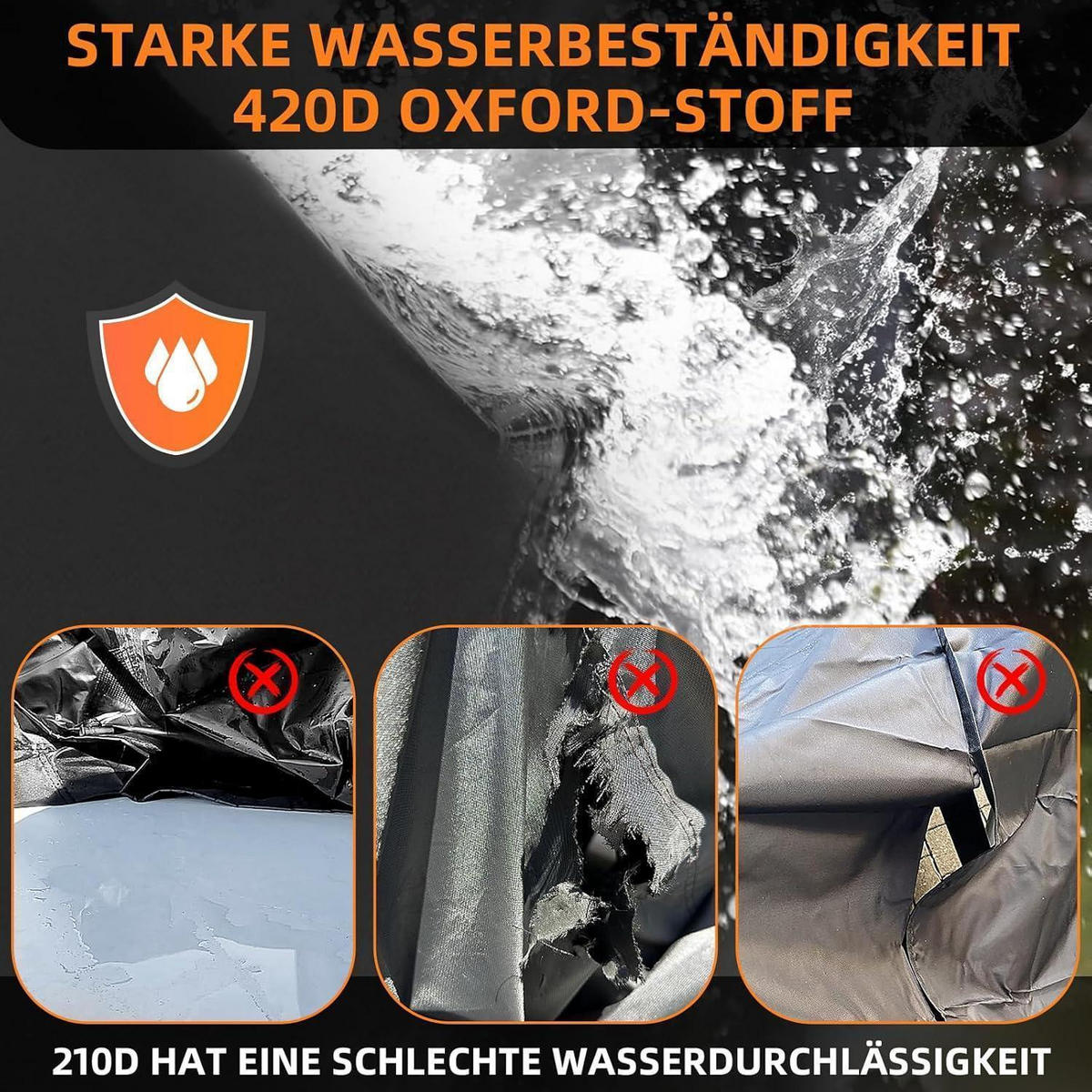 SCHUTZHÜLLE Gartenmöbel 280 x 204 x 106 cm 420D Oxford Wasserdicht - Schwarz, Kunststoff (204/106/280cm)