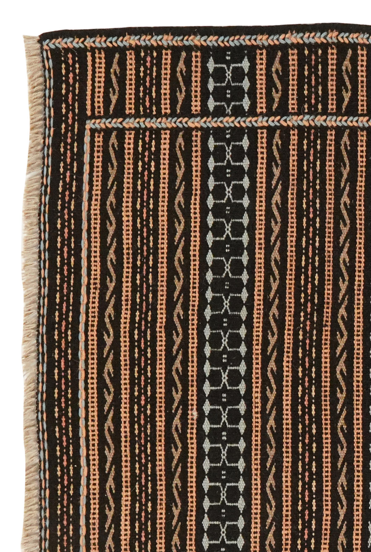 HANDWEBTEPPICH Kelim Kordi Schwarz 125/81 cm Schurwolle - Schwarz, Textil (81/125cm) - Looma