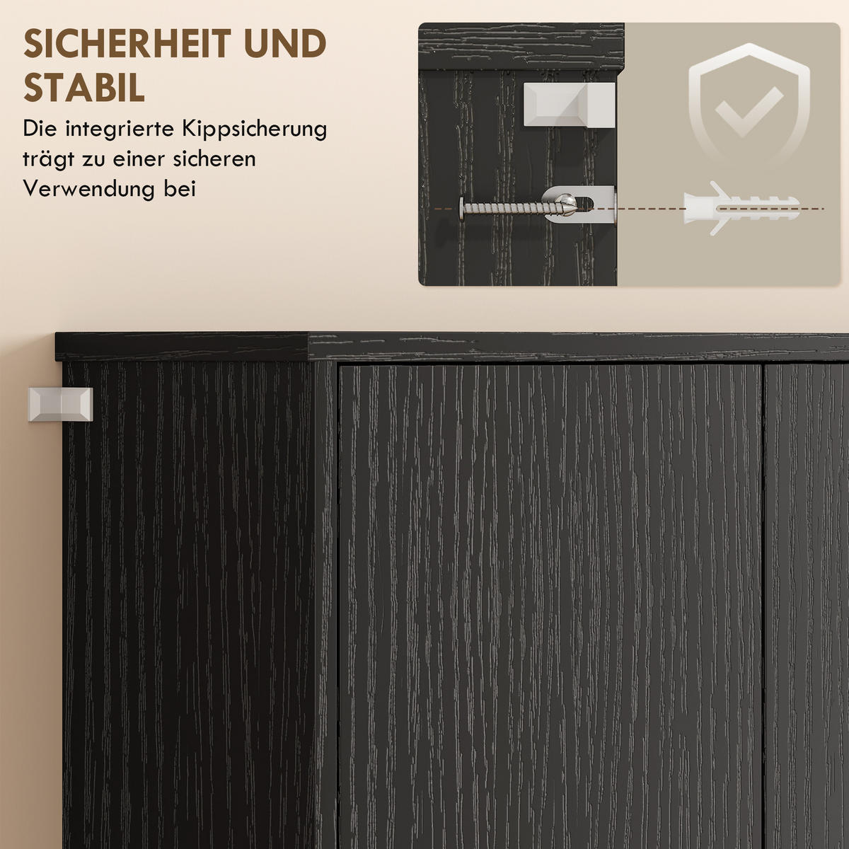 KÜCHENSCHRANK Schwarz, 6 Türen, 2 Schubladen, 100/38/180 cm - Schwarz, Holzwerkstoff (100/180/38cm) - PANGIVO