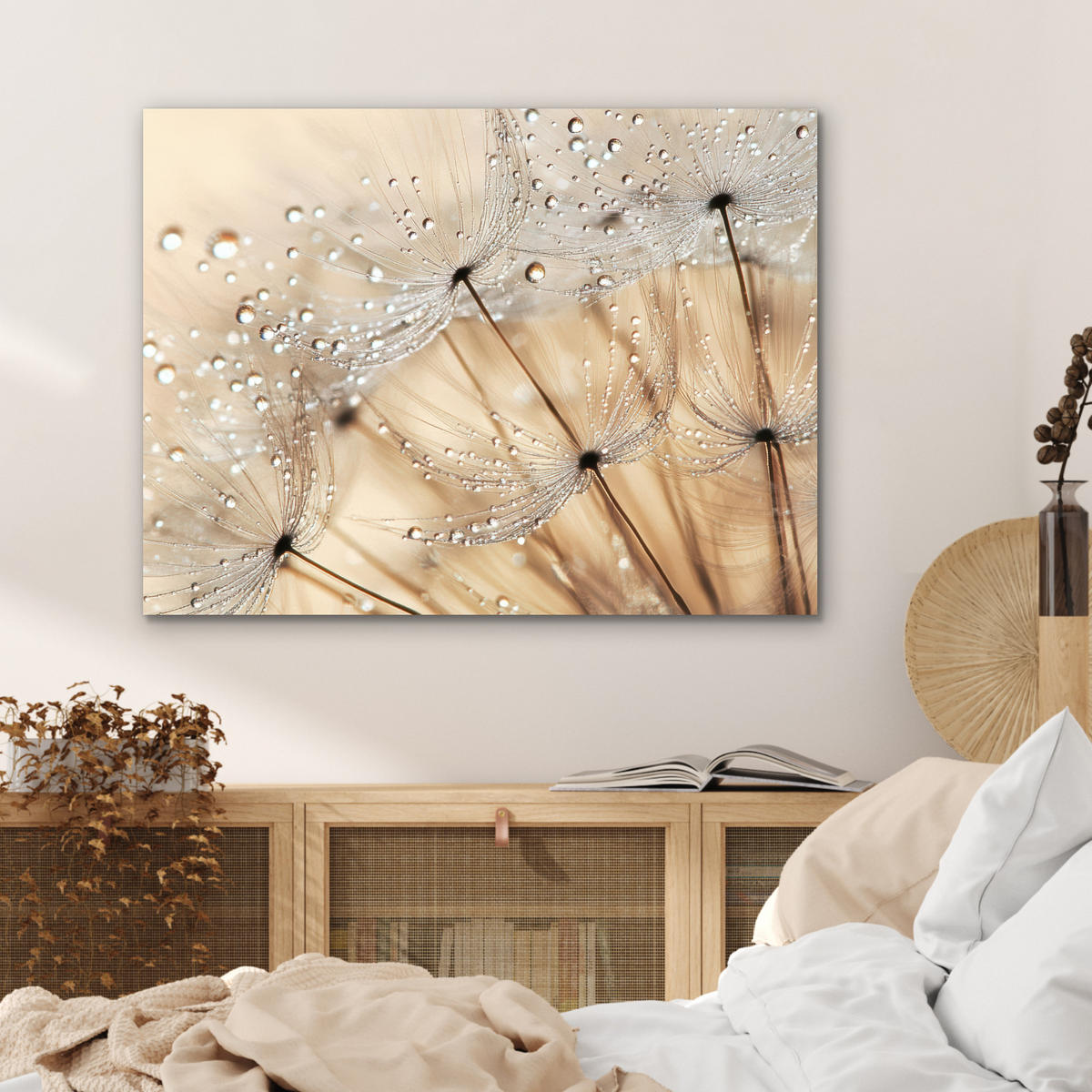 KOVOVÝ OBRAZ Púpava - Abstraktné - Príroda - Béžová 80x60 cm - hnedá, kov (80/60cm) - MuchoWow