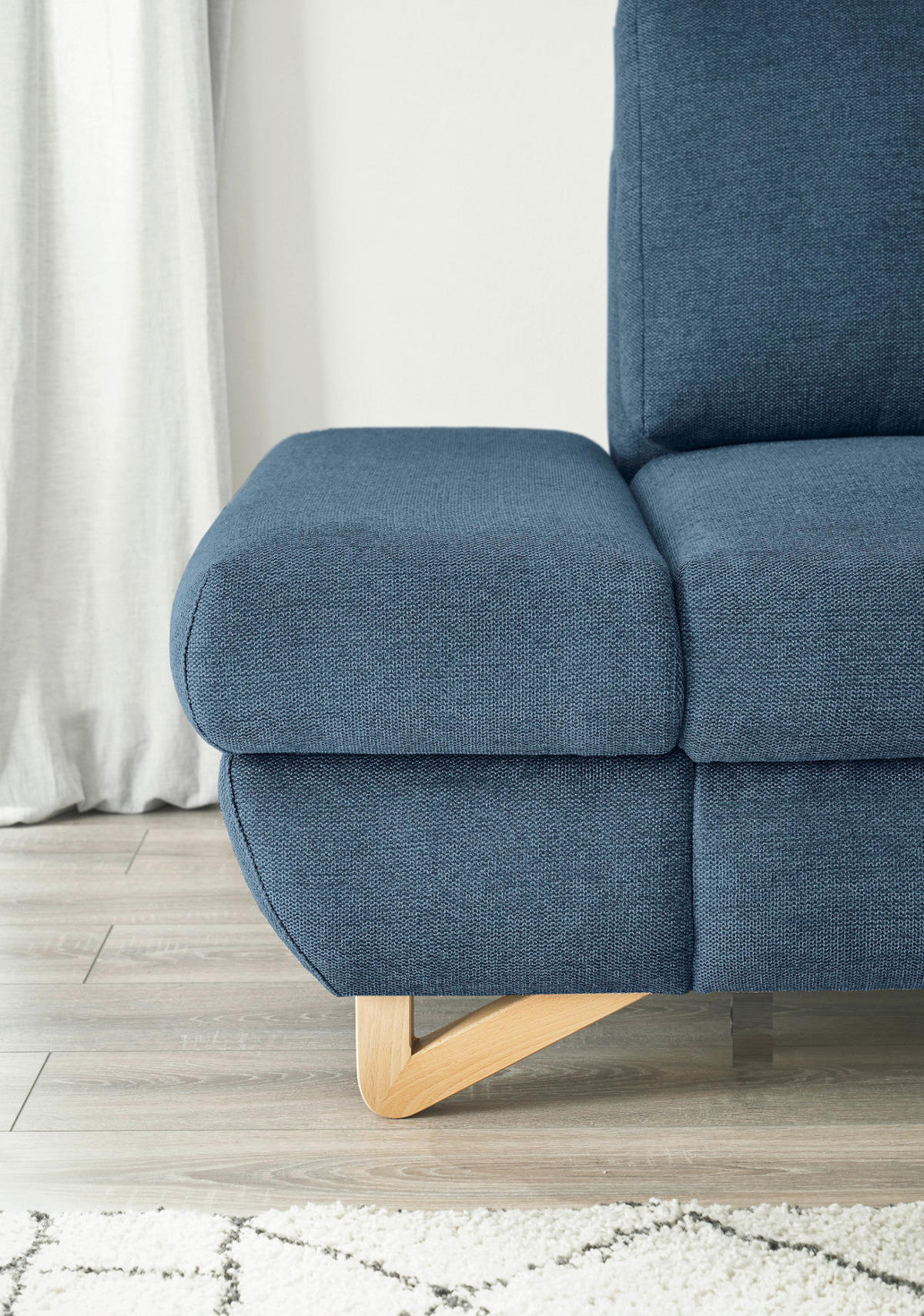 ECKSOFA blau Struktur-Stoff, Wohnzimmer Sofa - Blau, Holz/Textil (284/166cm) - Furn.Design