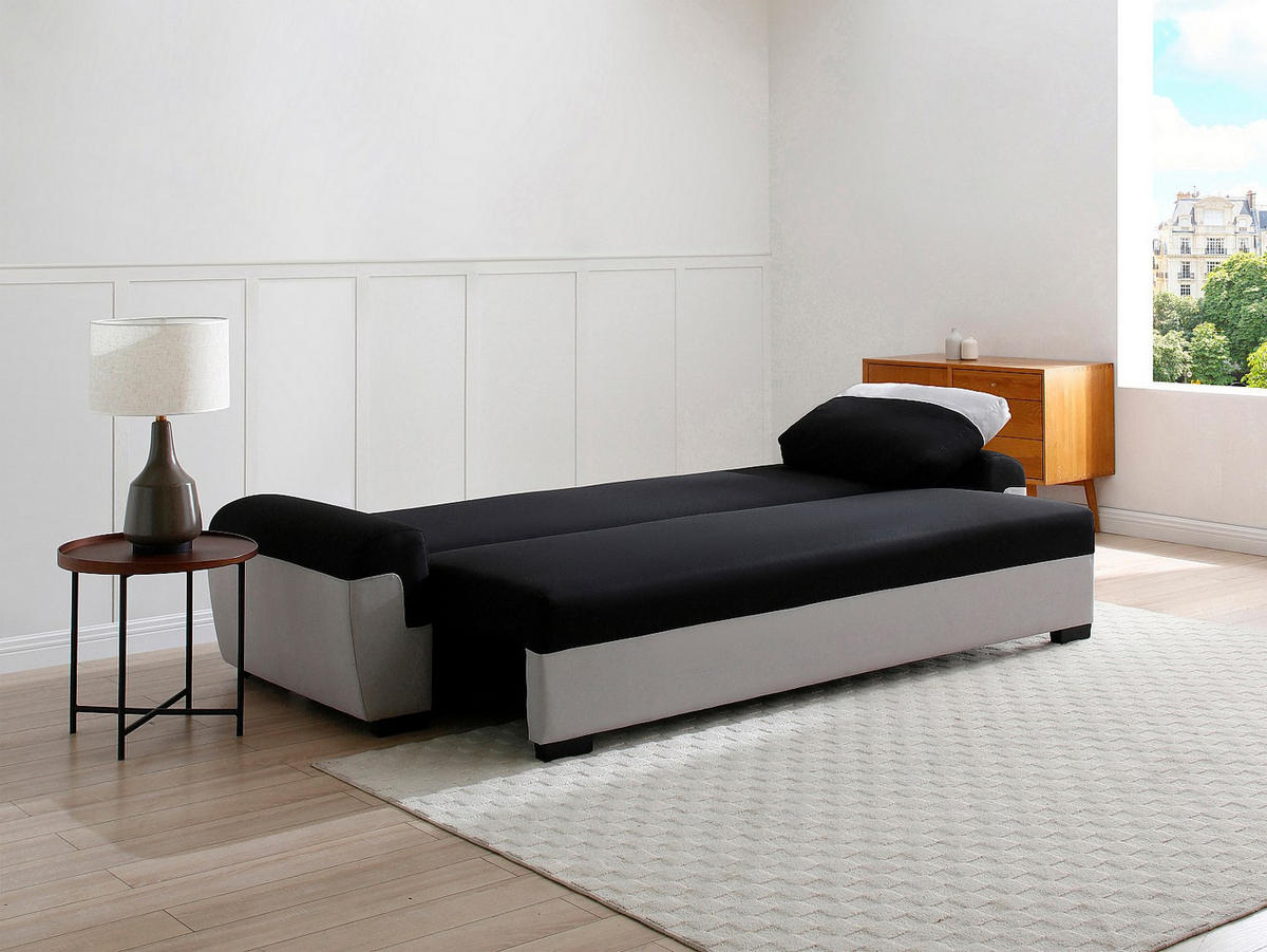 SCHLAFSOFA - 3 Personen - Stoff - Schwarz - - Schwarz, Textil (260/88/90cm) - Vente-Unique