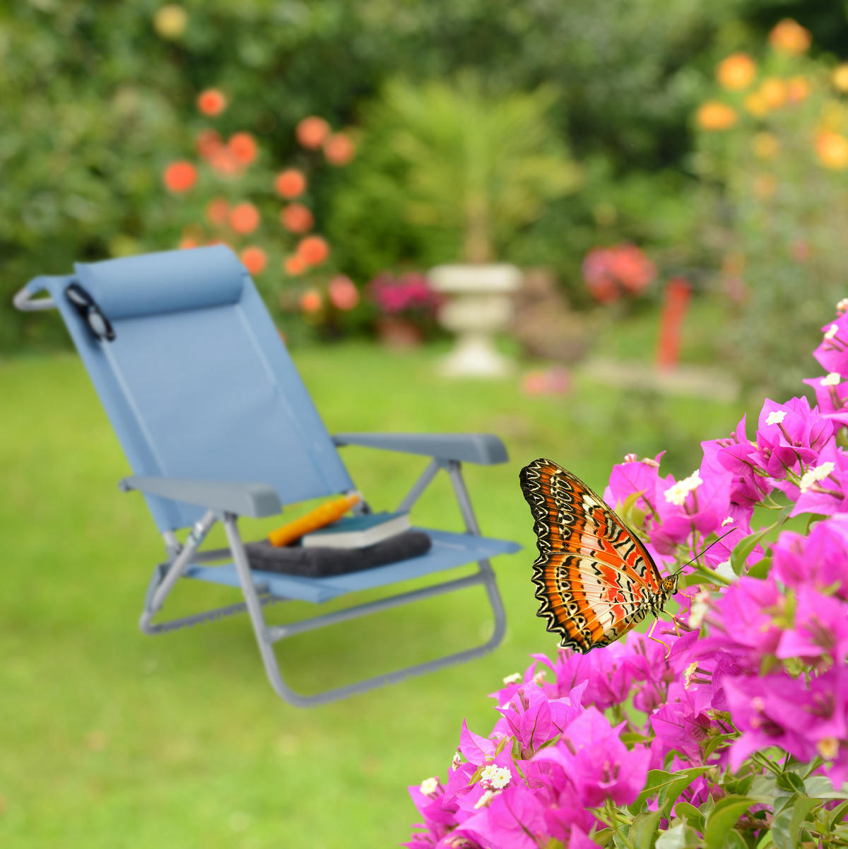 LIEGESTUHL - Hellblau, Kunststoff/Metall (58/76.5/80cm) - Relaxdays