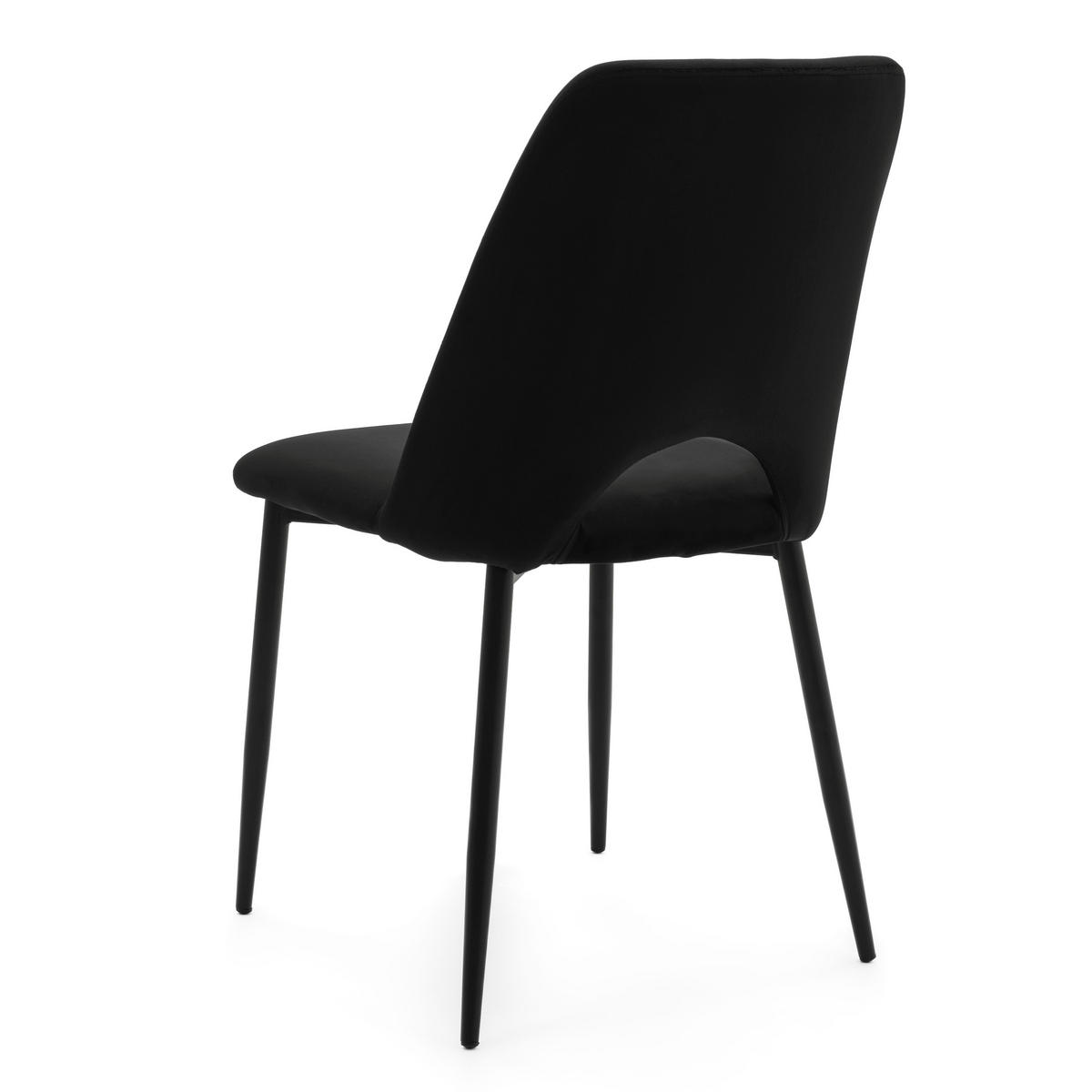 STUHL ORO gepolsterter mit Steppung - schwarz - Samt Velour - Schwarz, Textil/Metall (47/91/55cm) - NEW HOME