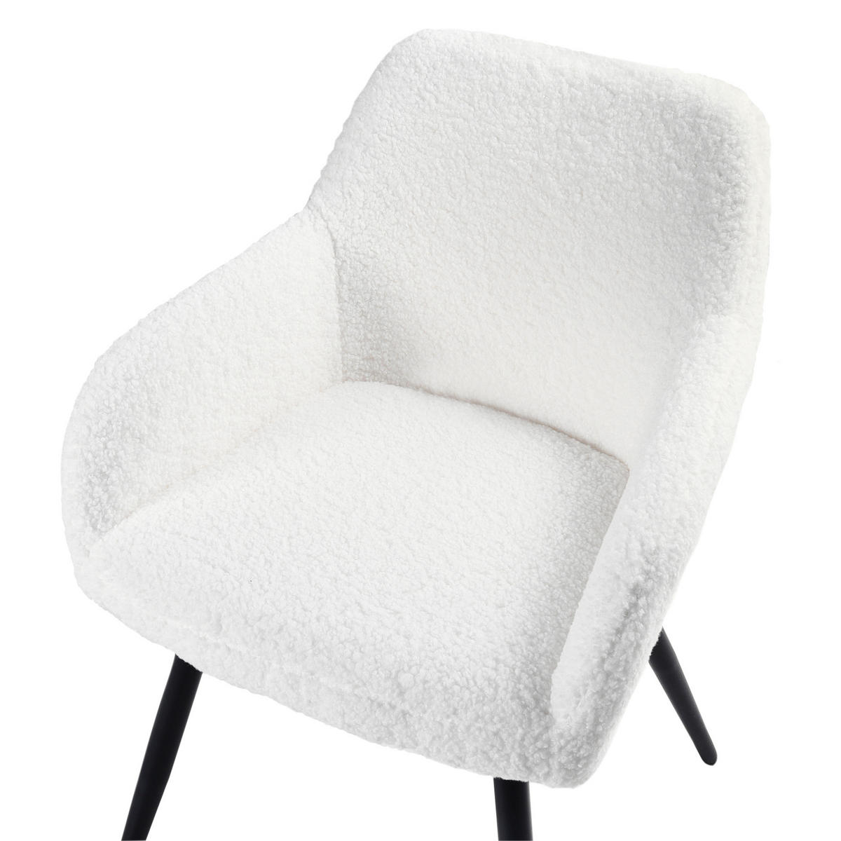 ESSZIMMERSTUHL 2er-Set Bouclé Cremeweiß Casmalia - Weiß, Textil (60/80/66cm) - Beliani