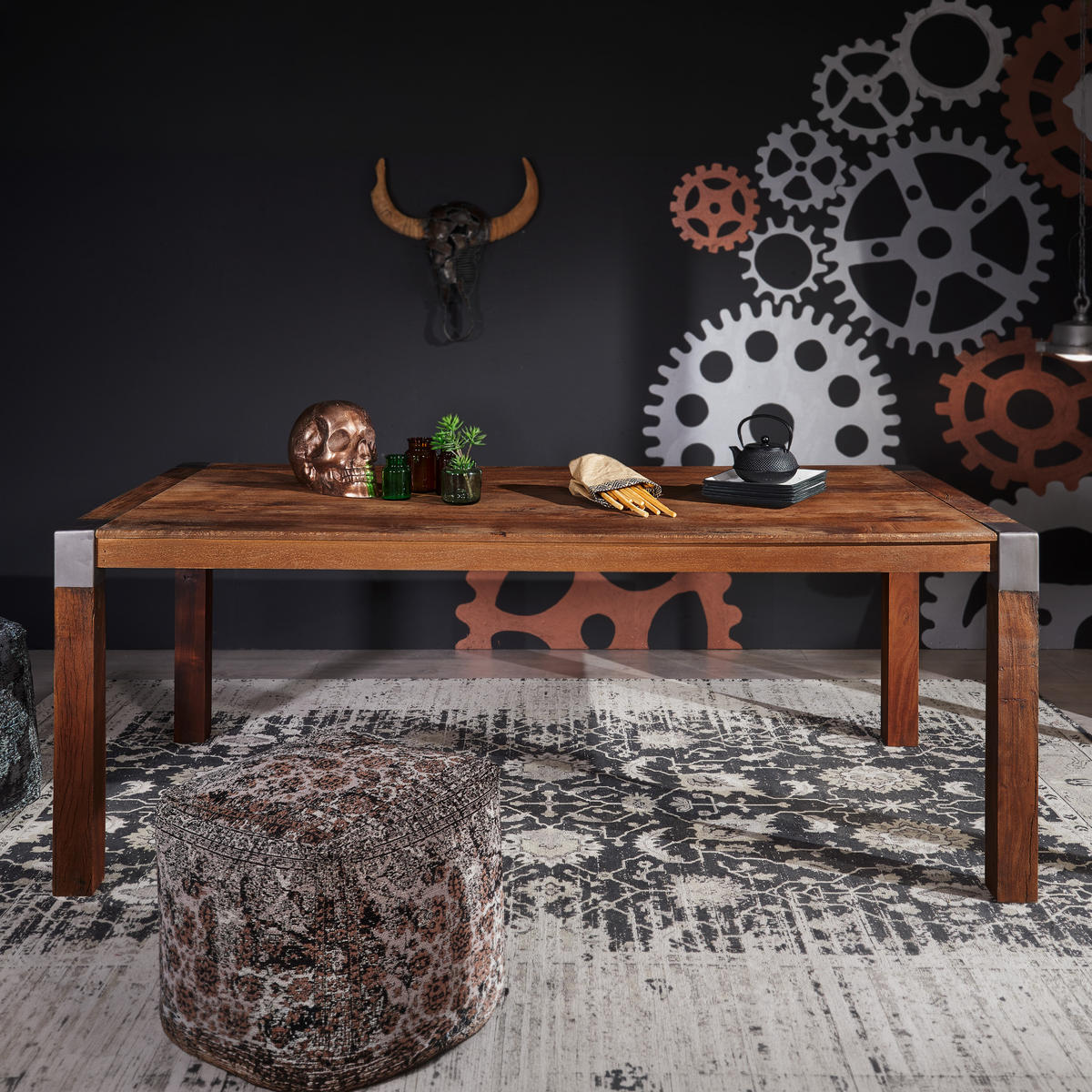 ESSTISCH Mango 220x100x76 braun lackiert Amsterdam #16 - Braun, Holz (220/100/76cm) - Massivmoebel24