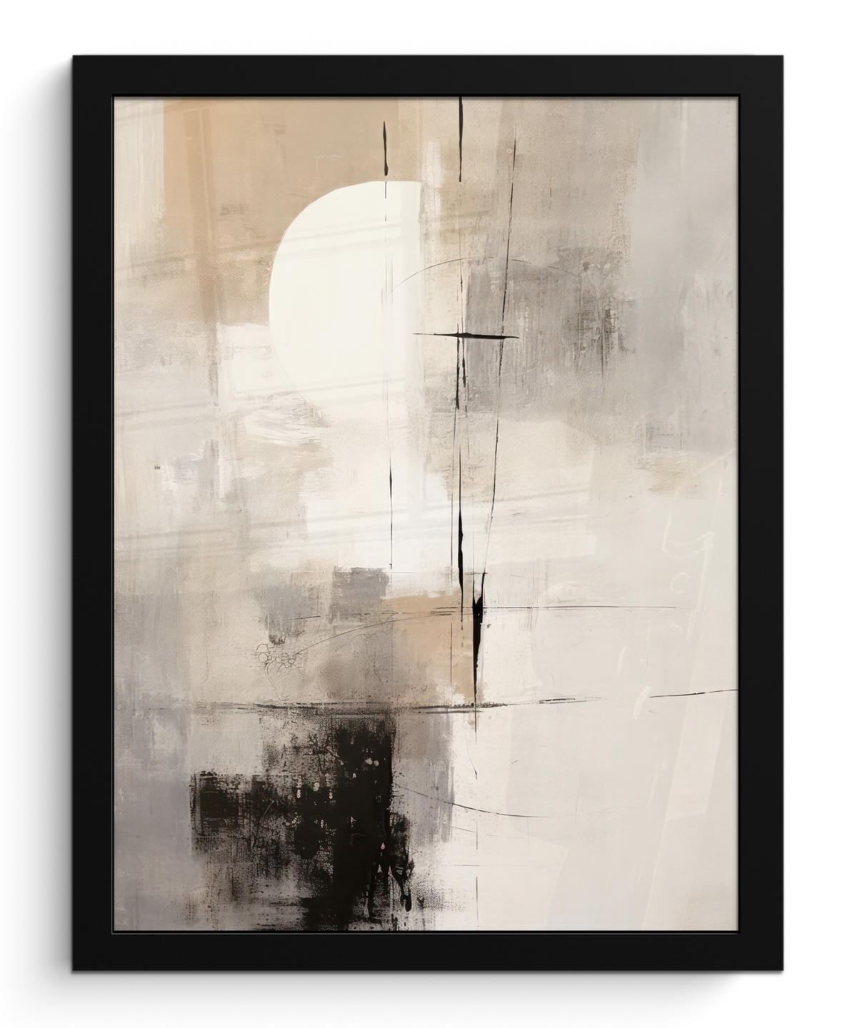 GERAHMTES BILD Abstrakt - Kunst - Grau 30x40 cm - Hellgrau, Papier (30/40cm) - MuchoWow