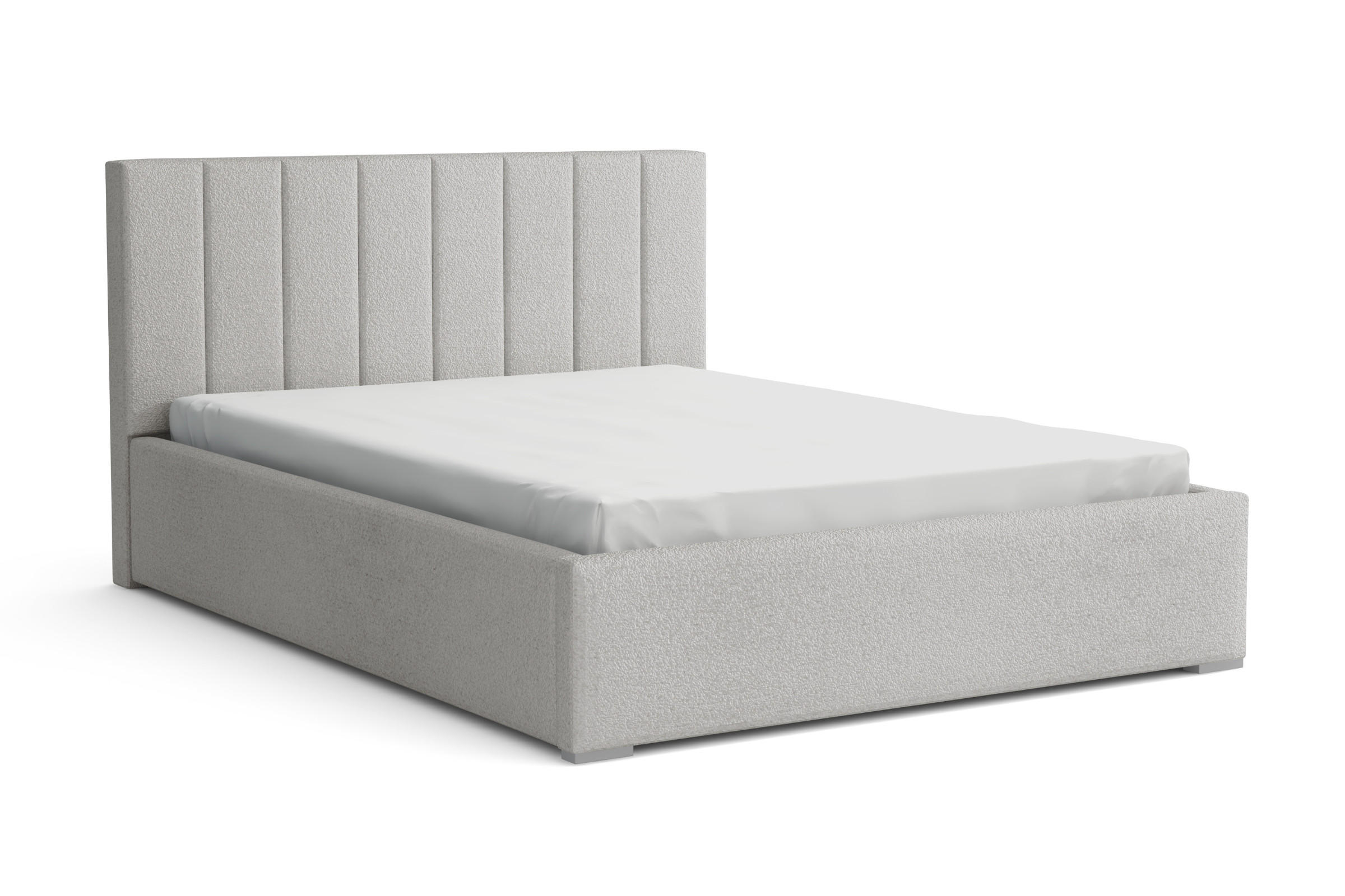 POLSTERBETT VENICE 180/200 in Boucle Hellgrau - Hellgrau, Holz/Holzwerkstoff (180/200cm) - Deine Möbel 24
