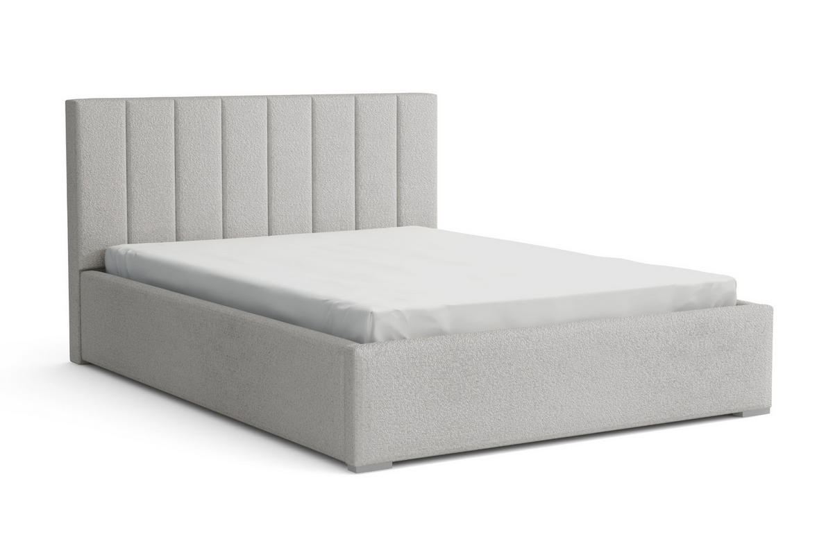 POLSTERBETT VENICE 180/200 in Boucle Hellgrau - Hellgrau, Holz/Holzwerkstoff (180/200cm) - Deine Möbel 24