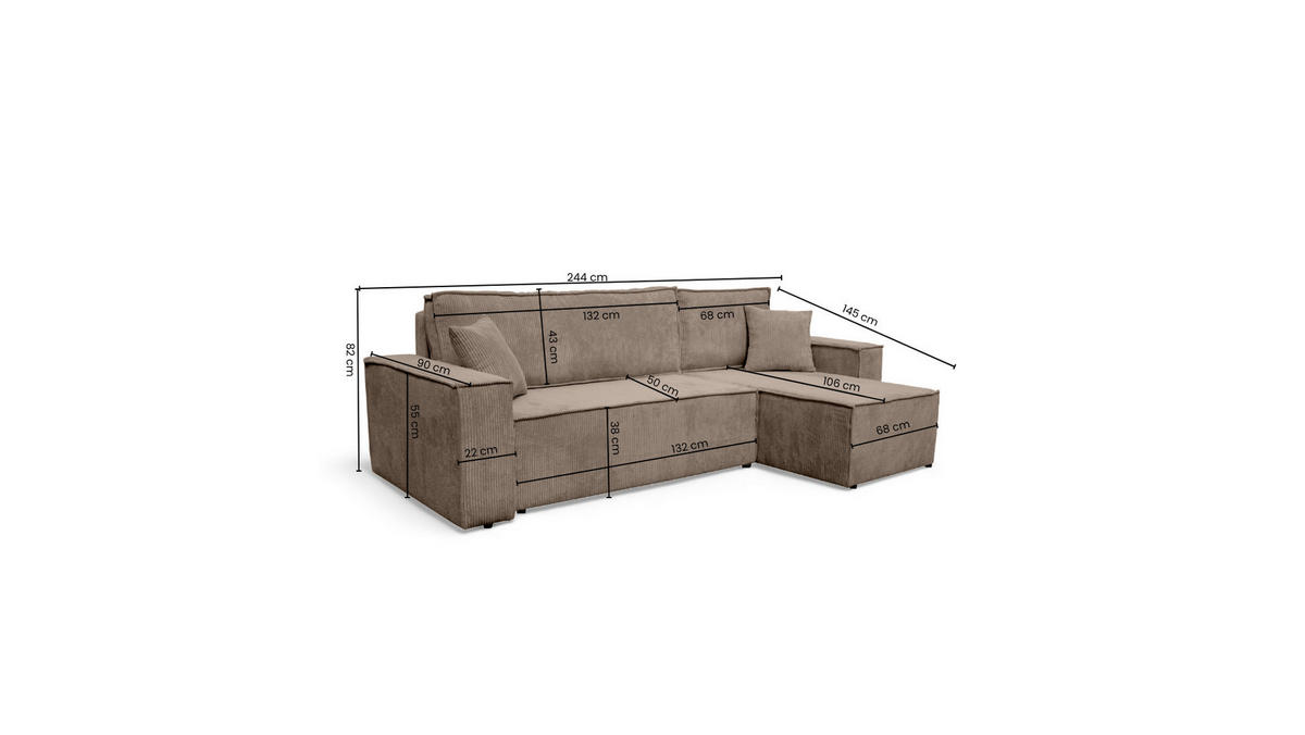 ECKSOFA TAVO L mit Stauraum, Braun - Braun, Textil (244/145cm) - KS Home Concept