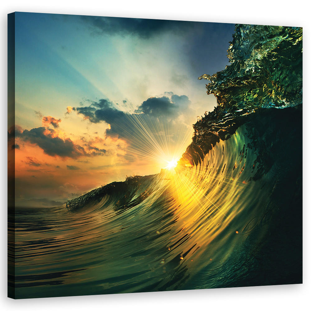 WANDBILD landschaften orange - Blau, Textil (50/50cm) - Feeby