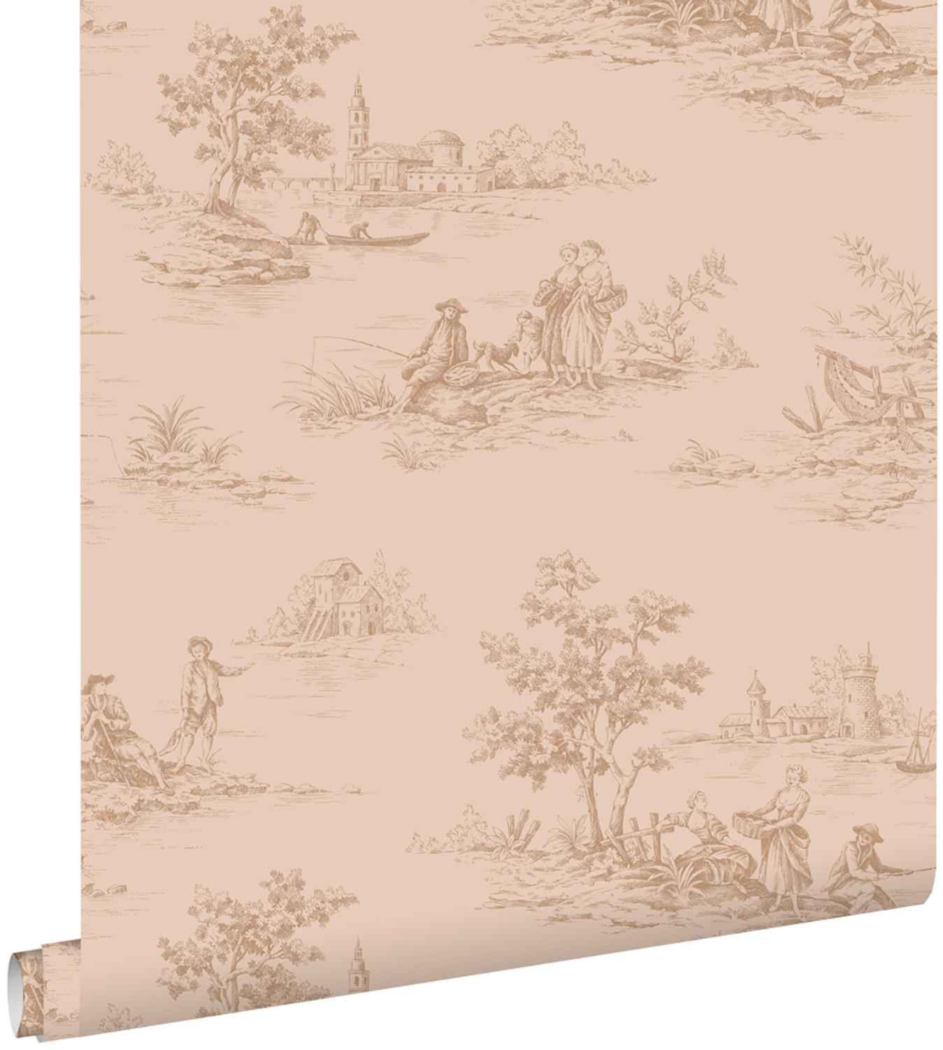 TAPETE Toile de Jouy 50 x 900 cm - Pink, Papier (50/900cm) - ESTAhome