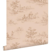TAPETE Toile de Jouy 50 x 900 cm - Pink, Papier (50/900cm) - ESTAhome