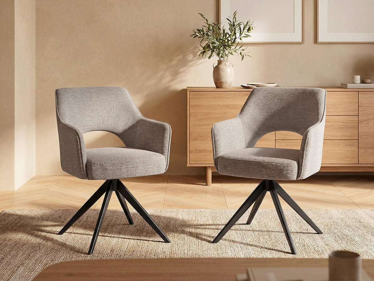 STUHL - 58 cm x 59 cm - Stoff - Taupe - KONYA - Taupe, Textil (58/84/59cm) - Vente-Unique