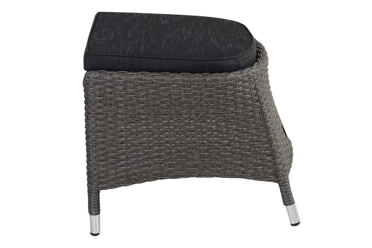 GARTENHOCKER Kansas 57x50x42 cm, Polyrattan, Grau-Mix - Grau, Kunststoff (50/42/57cm) - dasmöbelwerk