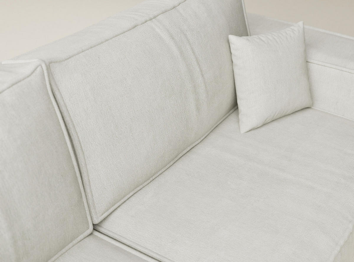 ECKSOFA MIT SCHLAFFUNKTION Tonga Creme Webstoff - Creme/Schwarz, Holz/Holzwerkstoff (105/225cm) - Maison de Reve