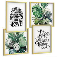 BILDER SET 4er Set - 50x50 cm & 40x60 cm Goldrahmen - Familie liebt Zuhause Aquarell - Goldfarben, Kunststoff (50/50cm) - TULUP