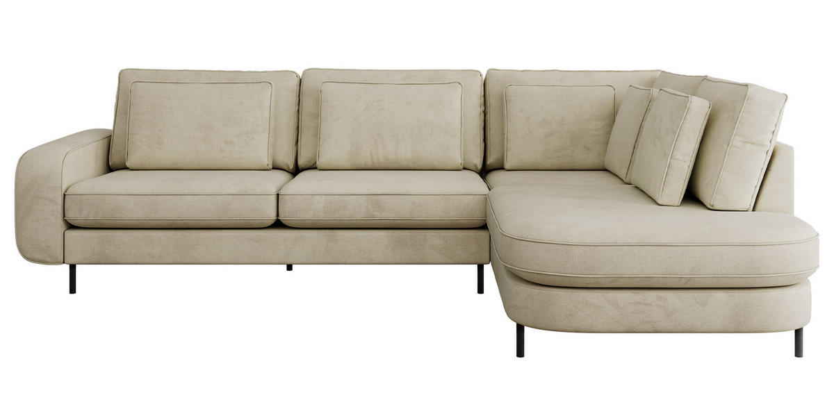 ROHOVÁ SEDAČKA CALENO L - Béžová Samet - Levá Strana - černá/béžová, kov/textil (317/225cm) - MKS