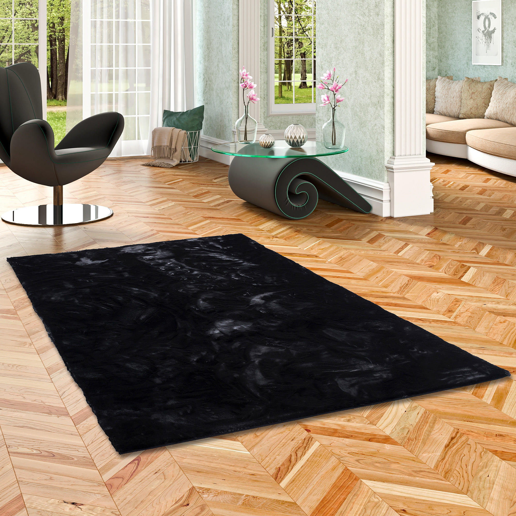 FELLTEPPICH LUXUS SUPER SOFT PLUSH - Schwarz, Textil (120/170cm) - Pergamon