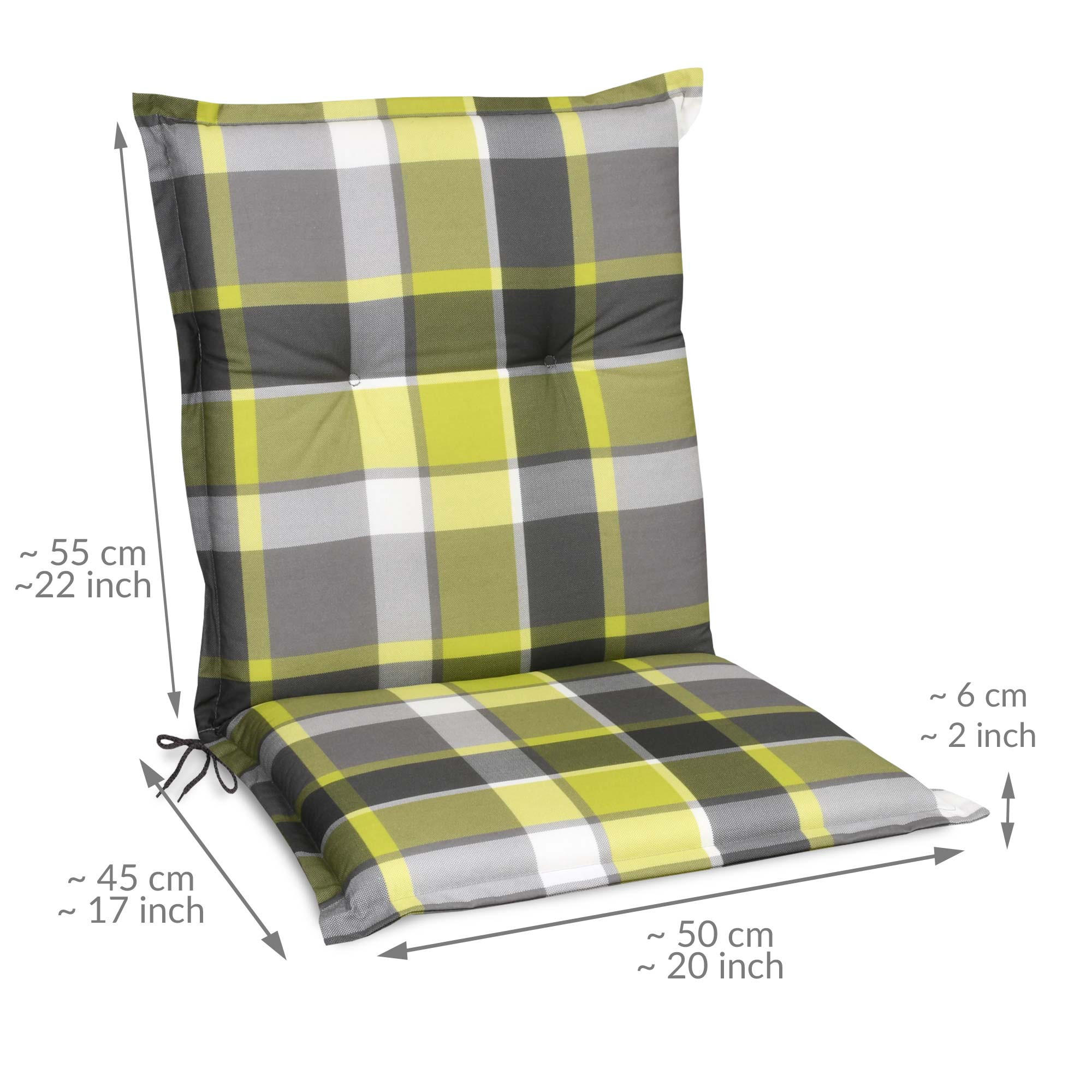 NIEDERLEHNERAUFLAGE Sunny BK 100/50/6cm Grün-Kariert - Grün, Textil (50/6/100cm) - Beautissu 