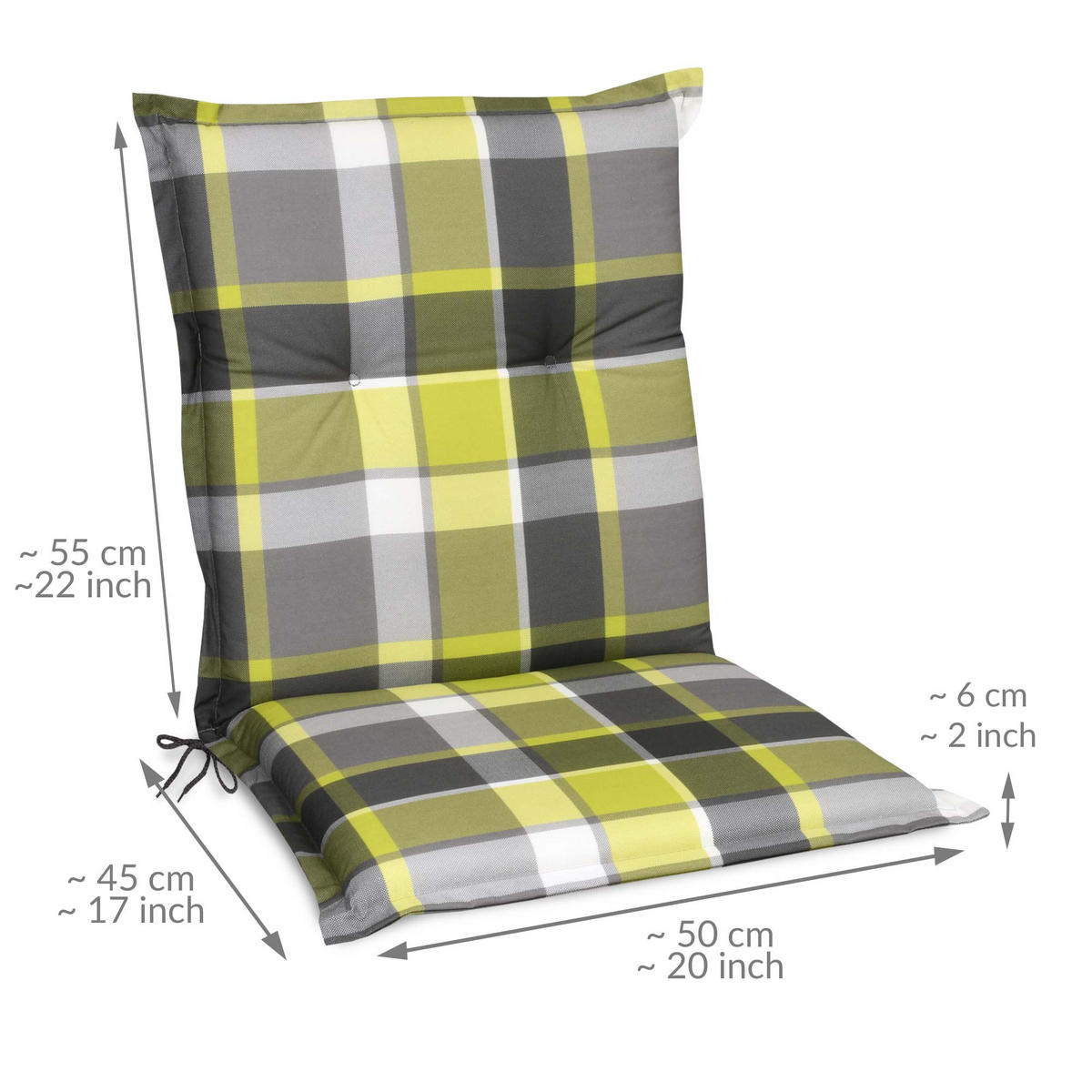 NIEDERLEHNERAUFLAGE Sunny BK 100/50/6cm Grün-Kariert 6tlg - Grün, Textil (50/6/100cm) - Beautissu 