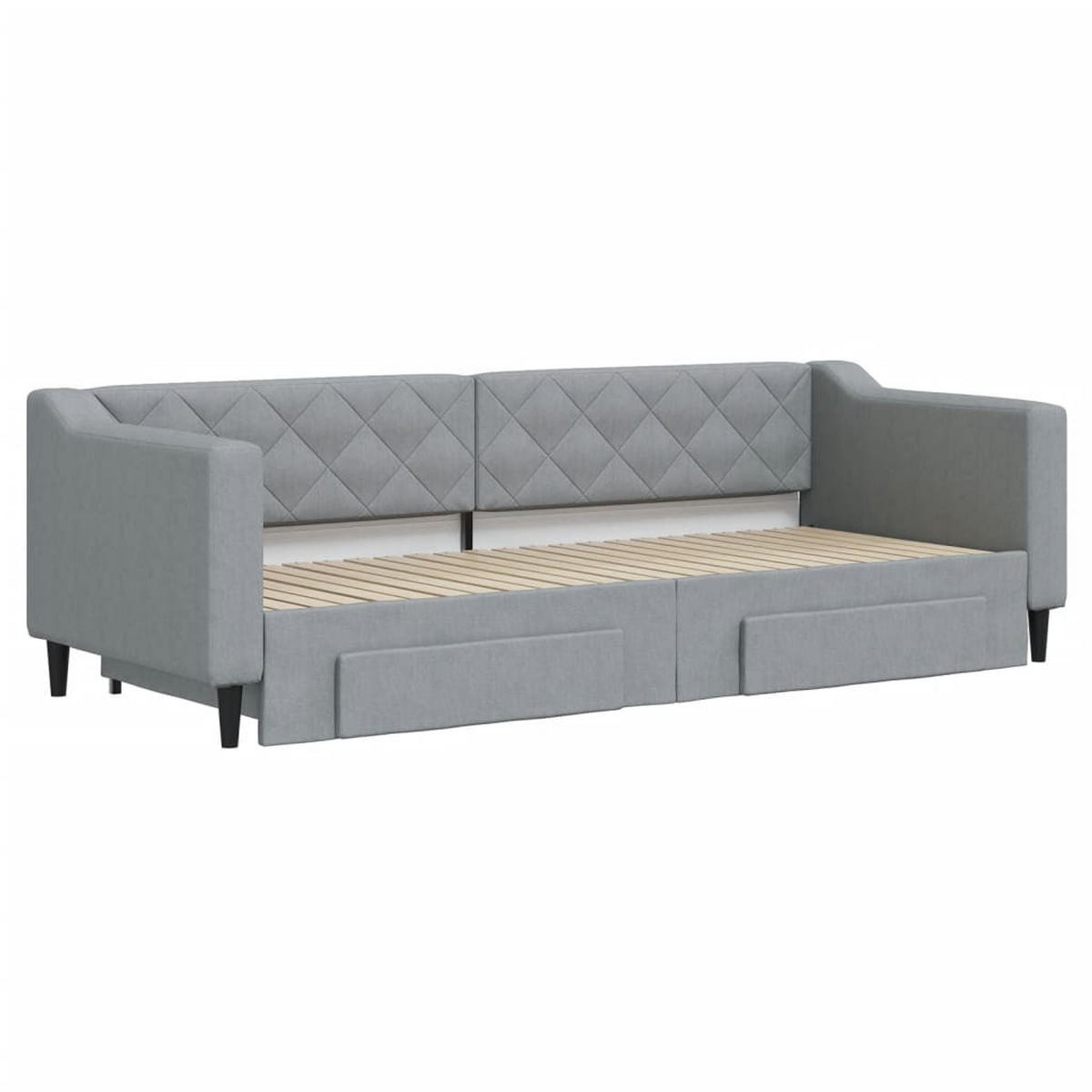 TAGESBETT Ausziehbar Mit Schubladen Hellgrau 80/200 Cm Stoff - Grau, Textil (80/200cm) - vidaXL