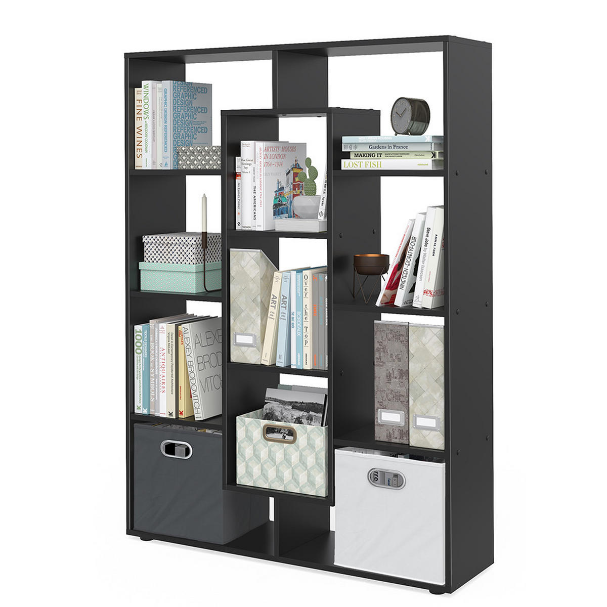 RAUMTEILER Schwarz 107.2 x 143 cm - Schwarz, Holzwerkstoff (107.2/143/29cm) - Vicco