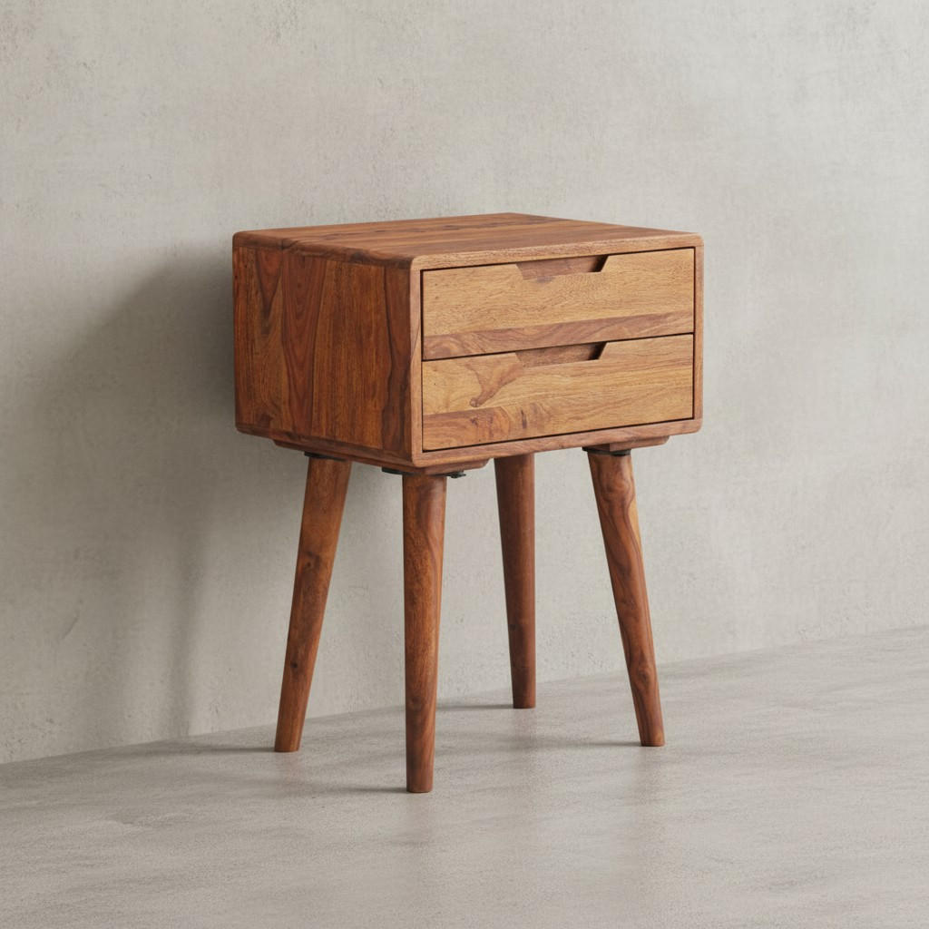 NACHTTISCH – Massivholz, 47x66x36 cm, 2 Schubladen, Landhausstil - Braun, Holz (47/66/36cm) - KADIMA DESIGN