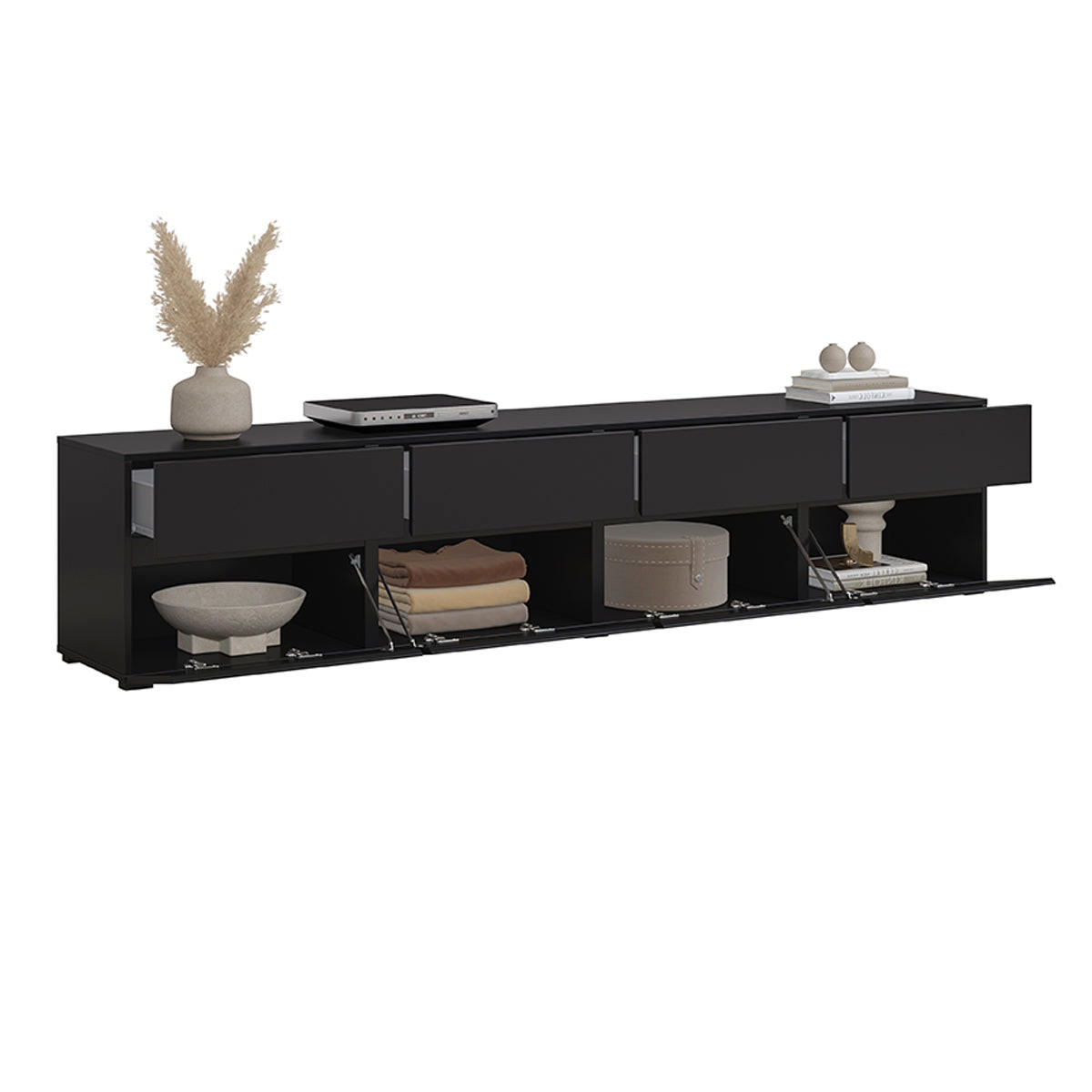 TV STOLEK Lilia Černá - černá, kompozitní dřevo (225/48/40cm) - Petits-meubles