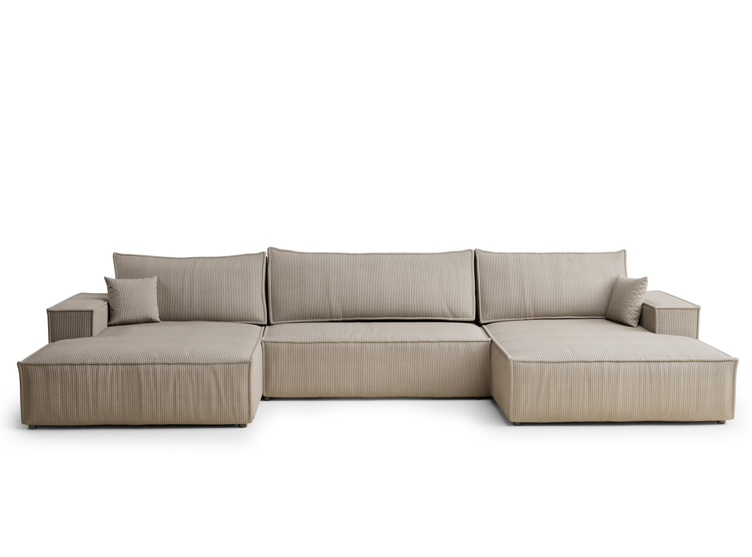 WOHNLANDSCHAFT Kyoto Beige Samtstoff - Beige/Schwarz, Holz/Holzwerkstoff (398/70/148cm) - Maison de Reve