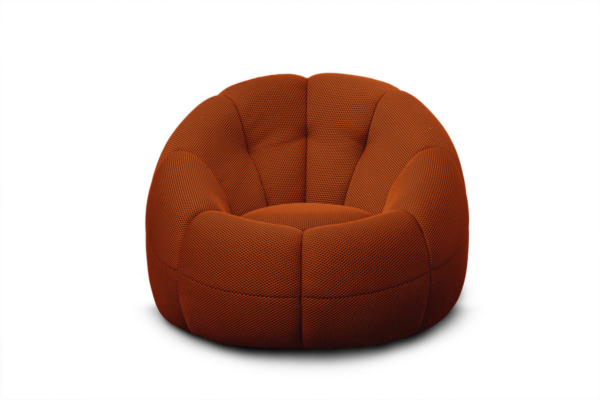 SESSEL UND POUF FIGO UND FAGO, dunkelorange - Dunkelorange, Holzwerkstoff/Textil (104/83/104cm) - Courtois Laville