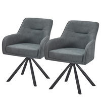 DREHBARER ARMLEHNENSTUHL - 2er-Set - Webstoff / Stahl - Schwarz/Grau, Textil/Metall (62/84/62cm) - home24
