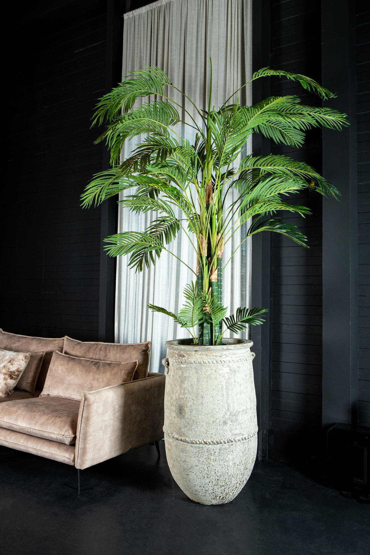 TOPF Tony Grau 58/58/95cm - Grau, Keramik (95cm) - PTMD Collection