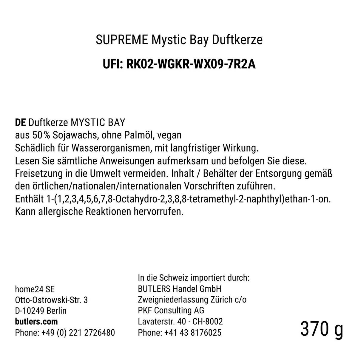 DUFTKERZE Supreme Mystic Bay - Dunkelgrau, Glas (10cm) - Butlers