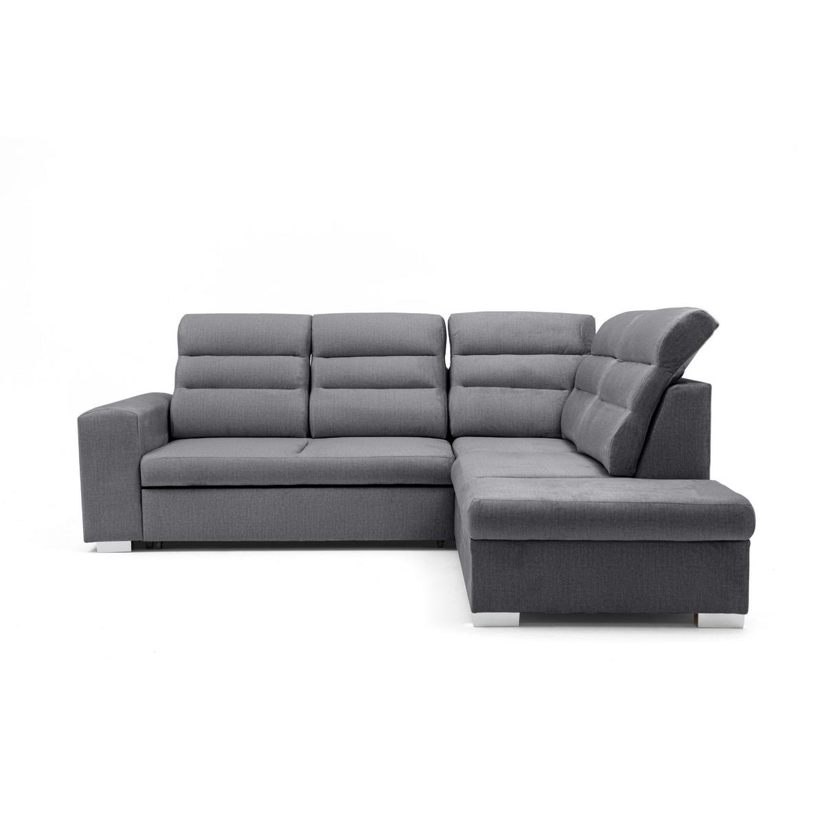 ECKSOFA CLOUD L Rechts mit Schlaffunktion 120x190 Velours Dunkelgrau - Chromfarben/Dunkelgrau, Holz/Kunststoff (260/202cm) - Muffo
