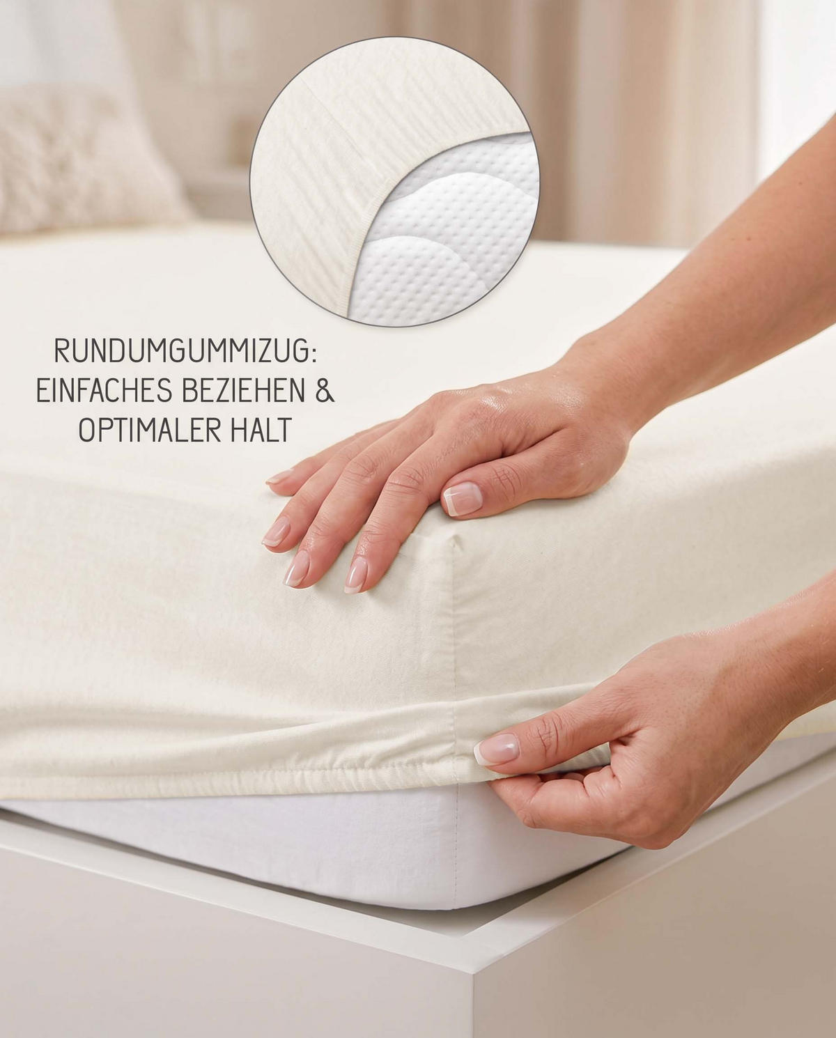 SPANNBETTTUCH Premium Biber natur, 90x190 cm - 100x200 cm - Naturfarben, Textil (100/200cm) - biberna