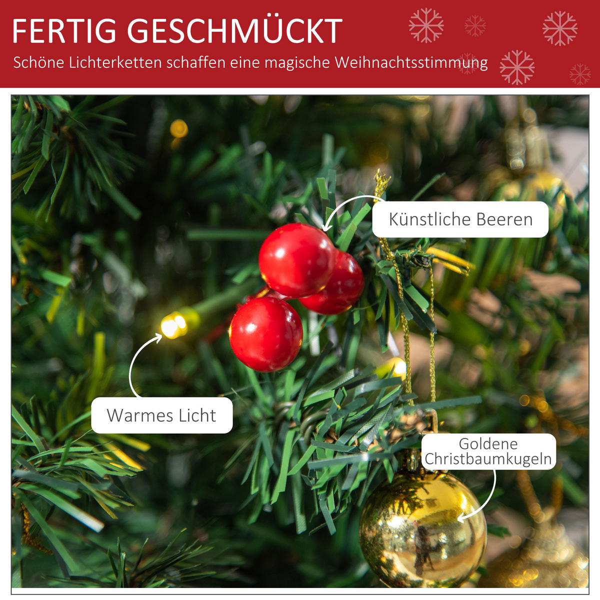 WEIHNACHTSBAUM DE-41614 Mini 60 cm, LED und Kugeln Mehrfarbig - Grün, Kunststoff (60cm) - ComfortXL