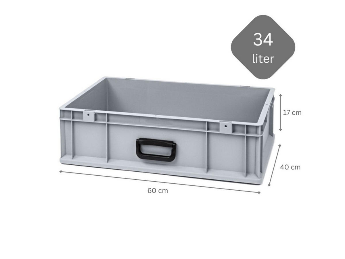 EUROBOX 5x Nextgen Portable Uno 17x40x60cm 34 Liter - Grau, Kunststoff (40/17/60cm) - PROREGAL