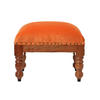 SAMT-HOCKER Mable, orange mit Holzbeinen, 50/30/40 cm - Orange, Textil (30/40/50cm) - Homescapes