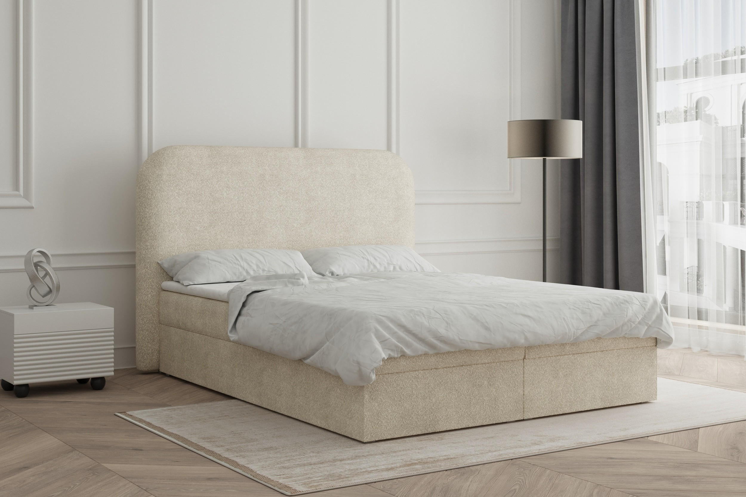 BOXBETT 140x200 - 07 Anthology 3 - Beige - Beige, Holzwerkstoff (140/200cm) - Möblo