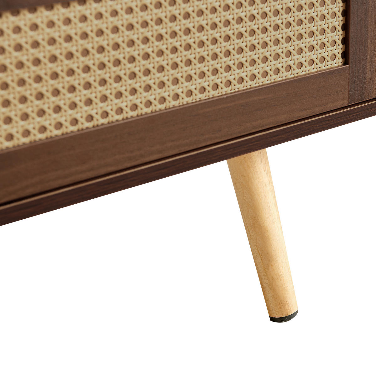 COUCHTISCH in Braun Korbgeflochtener Teetisch mit Schiebetüren für Wohnzimmer, B105/T55/H40cm - Naturfarben/Braun, Holzwerkstoff (55/105/40cm) - STILVORA