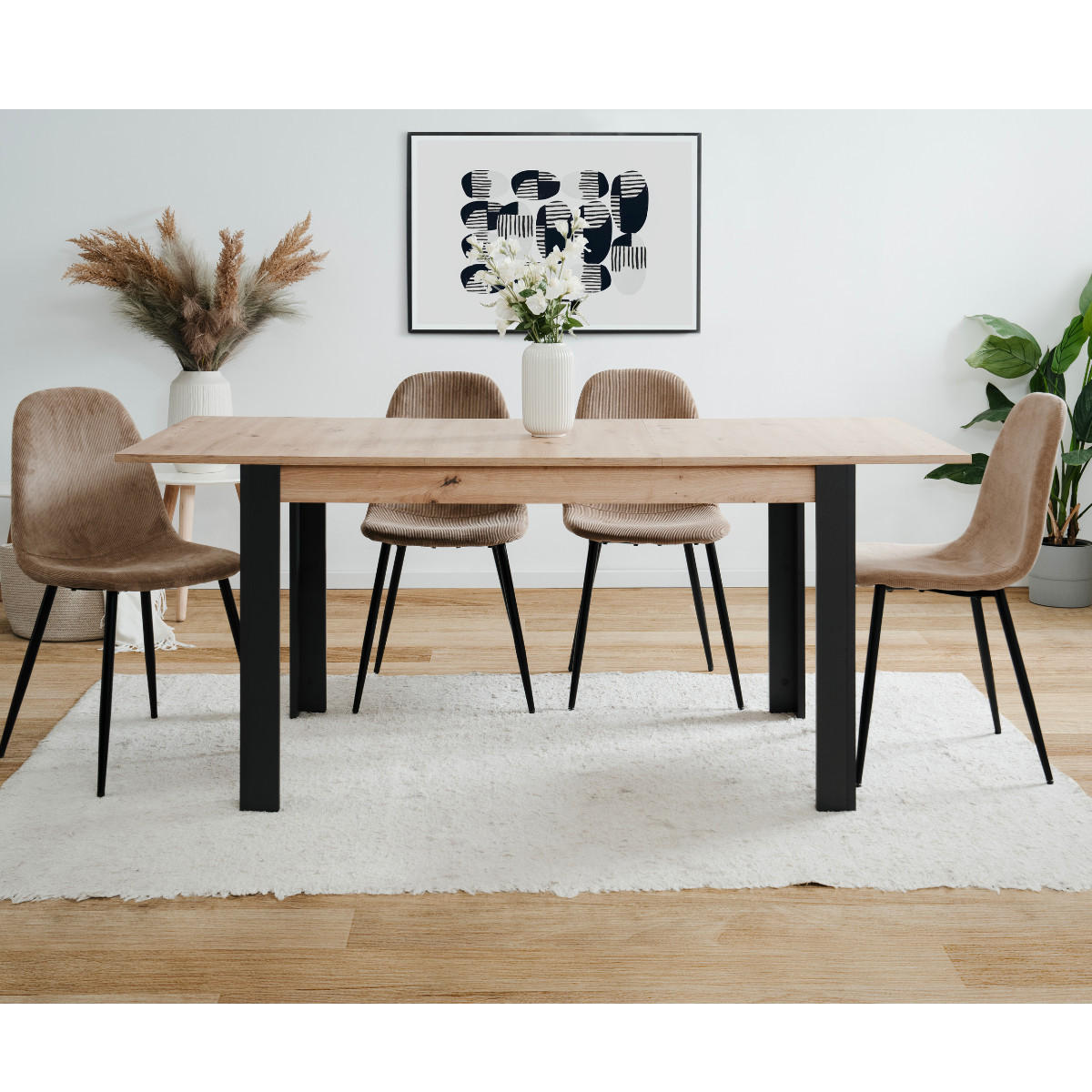 ESSTISCH AUSZIEHBAR artisan-eiche schwarz 75/100/80 cm - Apfelbaumfarben, Holzwerkstoff (100/80/75cm) - Calicosy