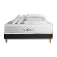 BETT Windsor Taschenfederkern und Memory-Schaum 180 x 200 cm h1 - Kit Bettgestell Schwarz - Mit Kissen und Bettdecke - Beige/Schwarz, Karton/Holz (180/200cm) - ROYAL PALACE BEDDING