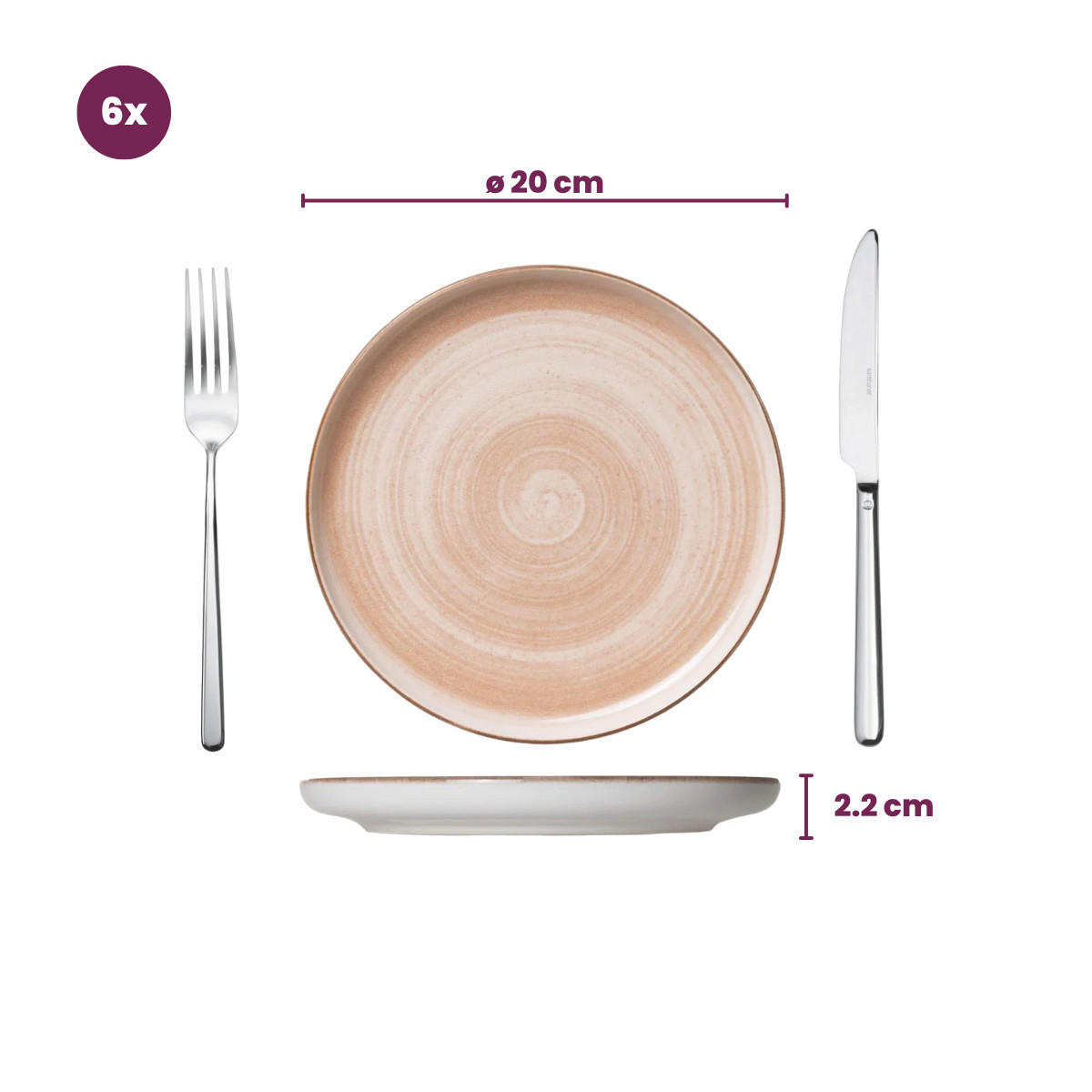 GESCHIRRSET18-TEILIG GESCHIRRSETBaltic Peach - 18-teilig / 6 Personen - Pink, Keramik (2/2/1cm) - Cosy & Trendy