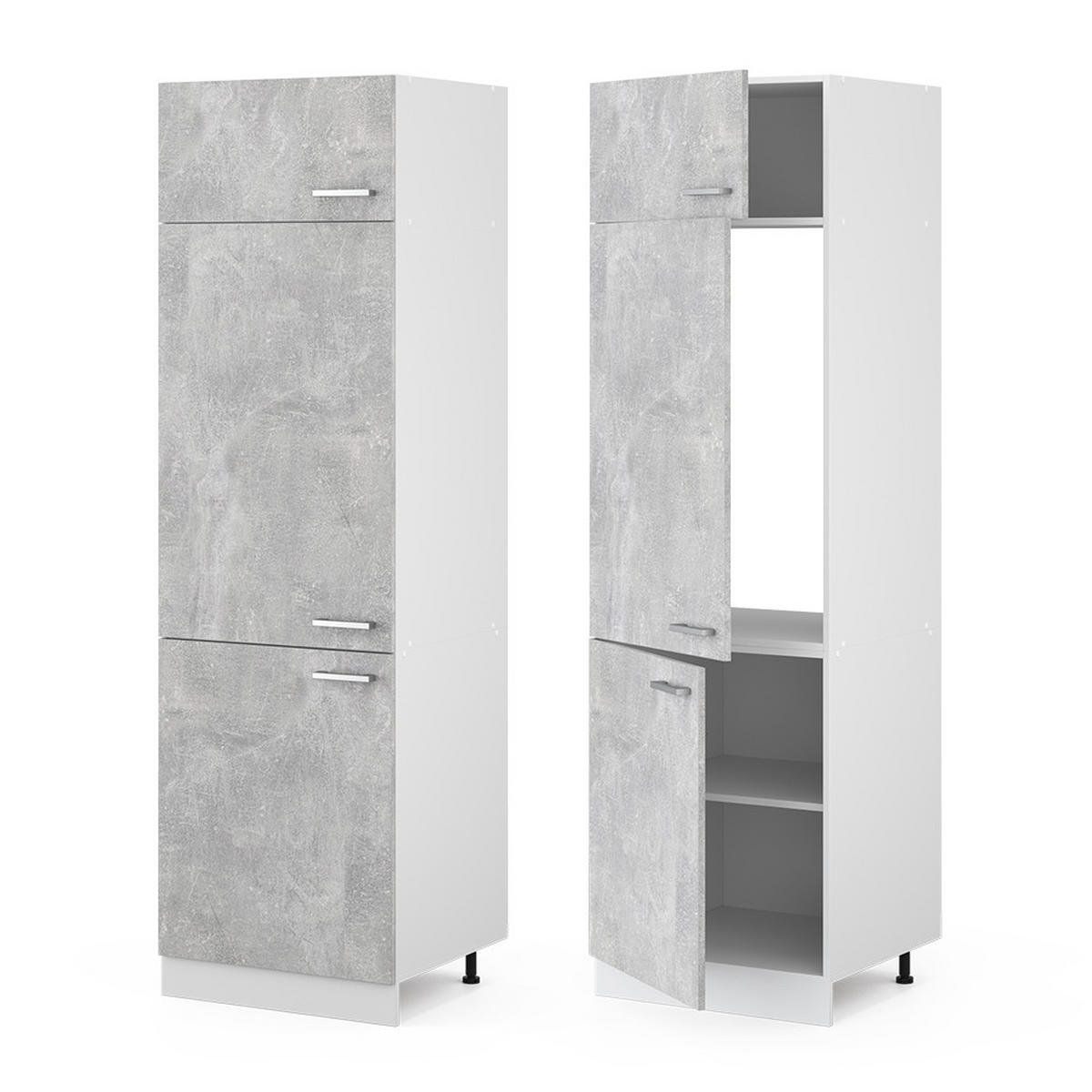 KÜHLUMBAUSCHRANK R-Line Beton 60 cm - Schieferfarben/Hellgrau, Holzwerkstoff (60/206.8/57.2cm) - Vicco
